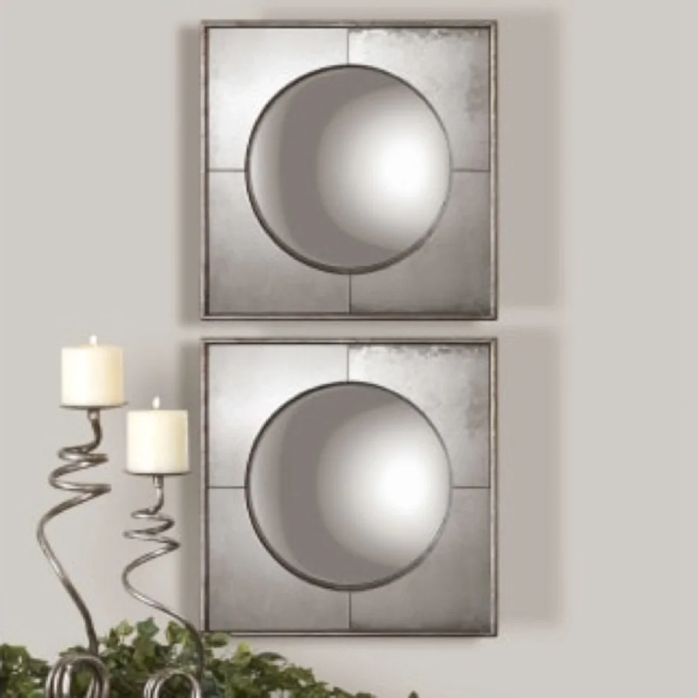Uttermost Antique Champagne Leaf Savio Squares Set Of 2 Mirrors Elegant